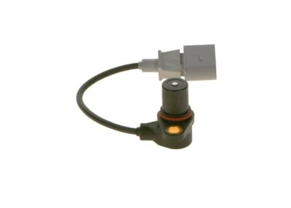 Crankshaft position sensor with black cable, olive sensor and two-piece gray connector