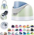 Replacement bottle lid with flip top, blue insert and green/white housing, open view
