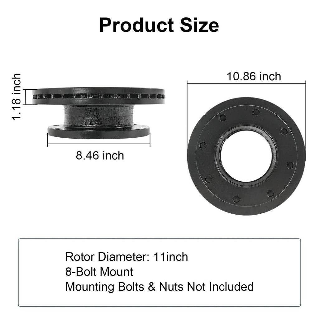 Vented disc brake rotor with 8-bolt mounting pattern and outer slotted vent rings