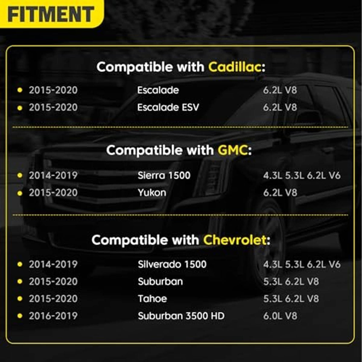 Coolant reservoir fitment compatibility chart with vehicle models and years