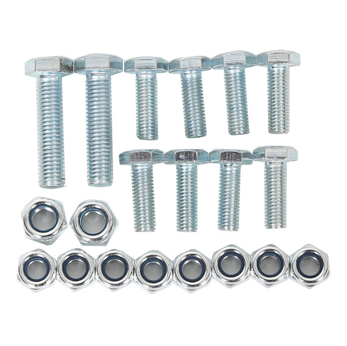 Steel bolts and washers set for lift bracket installation, silver zinc finish