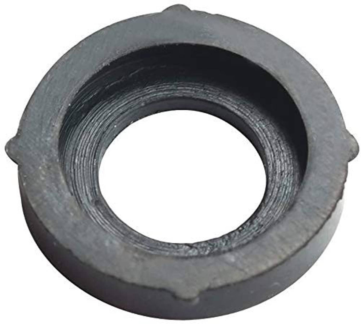 Gray rubber garden hose washer with central hole for 3/4" quick-connect fittings