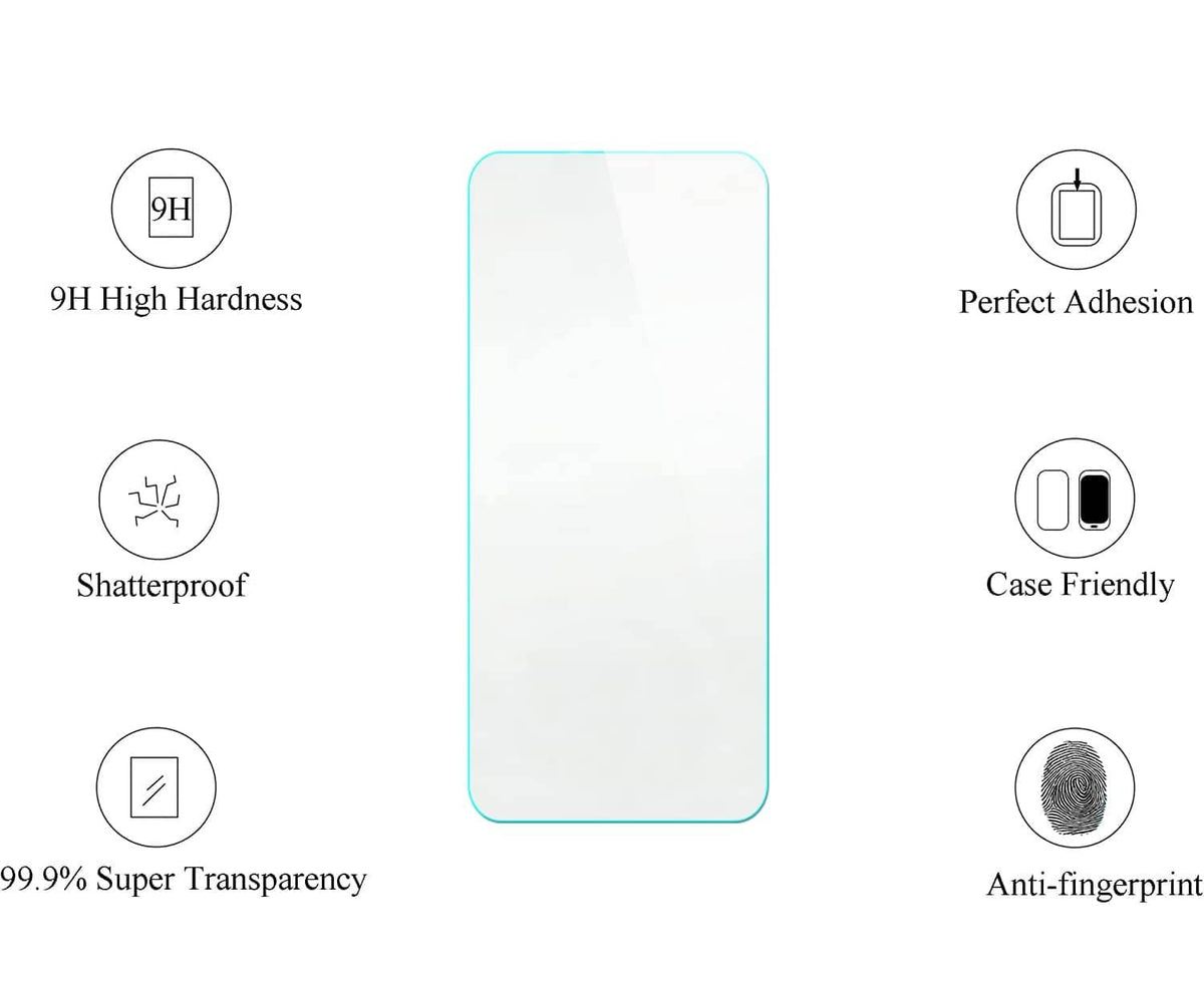 Tempered glass screen protector with rounded edges for phone display