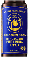 Blue and gold foot balm container for dry cracked heel repair, 3.4 fl oz.