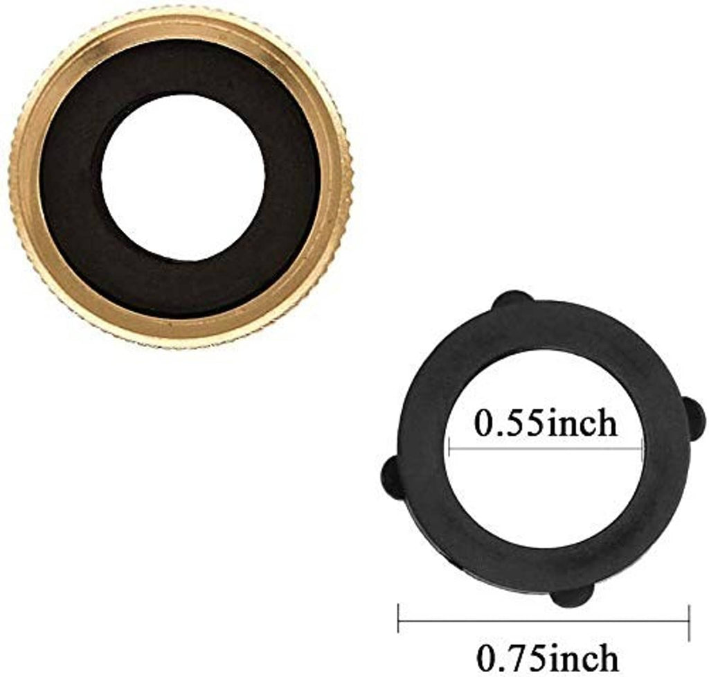 Garden hose washers with gold rim and black rubber, 0.55 in hole, 0.75 in size
