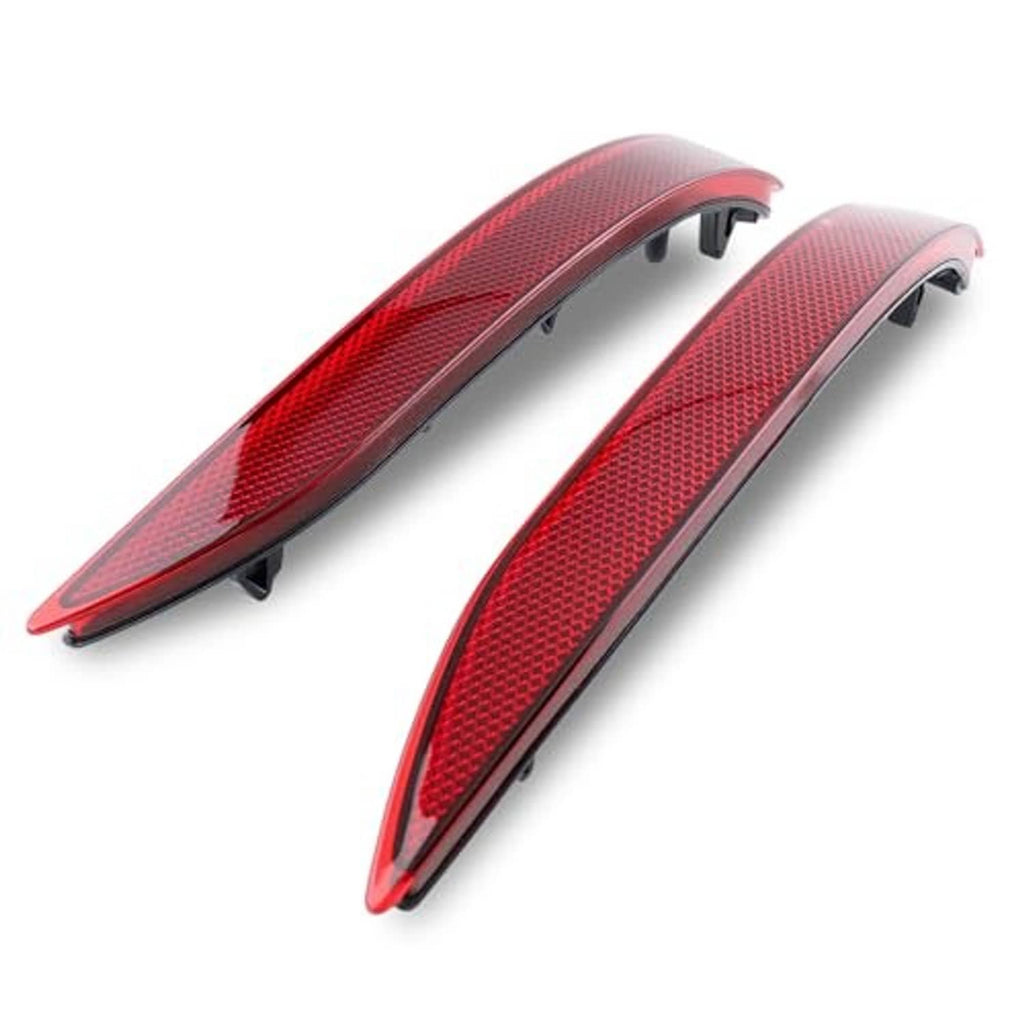 Set of two red rear reflector stop lamp covers with black underside mounts