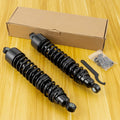 Adjustable rear shock absorbers, black pair with mounting hardware in box
