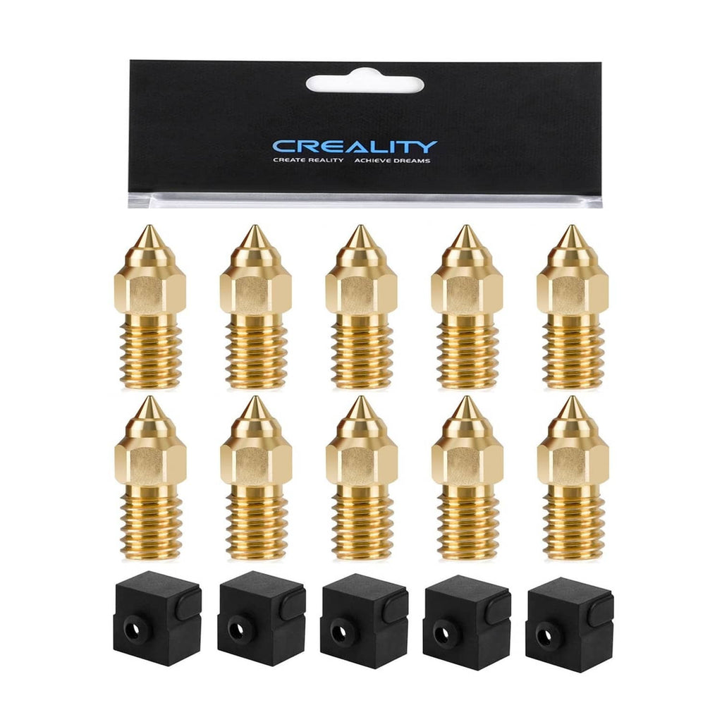 0.4mm brass 3D printer nozzles with black silicone heating block covers, 15-piece set