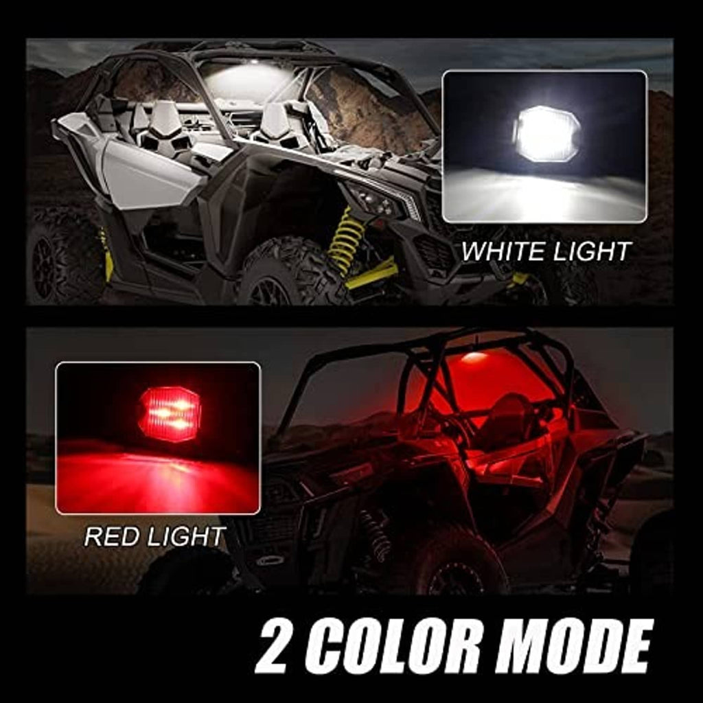 Dual-color LED UTV doom light displaying white and red light output