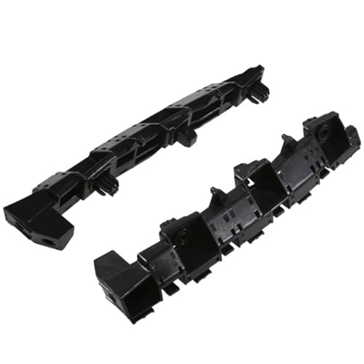 Black front bumper bracket set with mounting clips and tabs