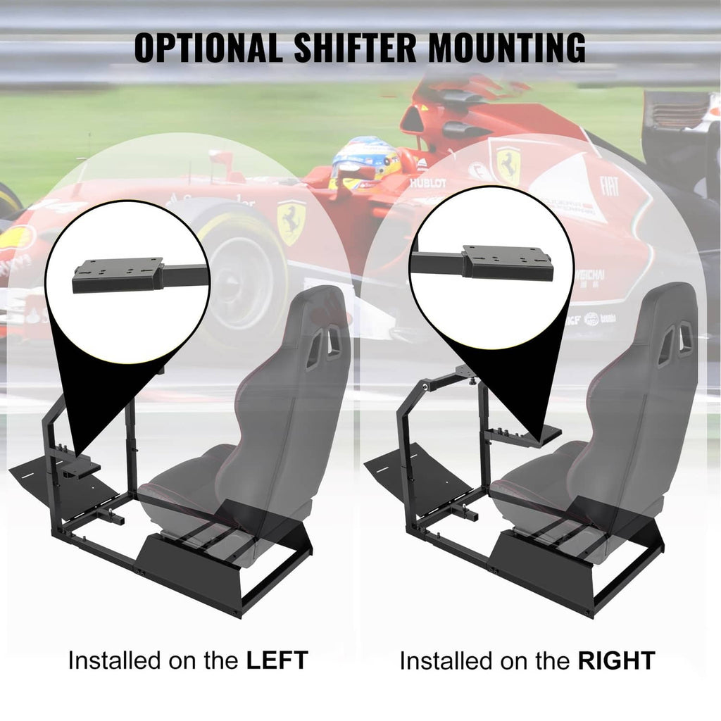Optional shifter mounting on racing steering wheel stand for left or right installation