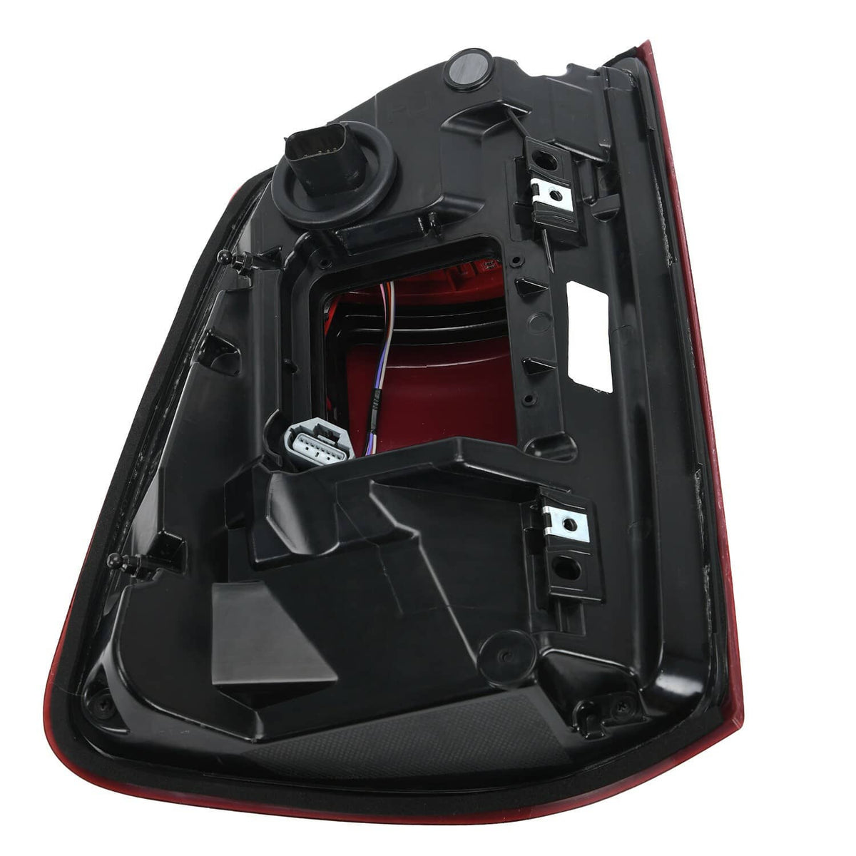 LED tail light back housing with wiring connector and mounting hardware points.