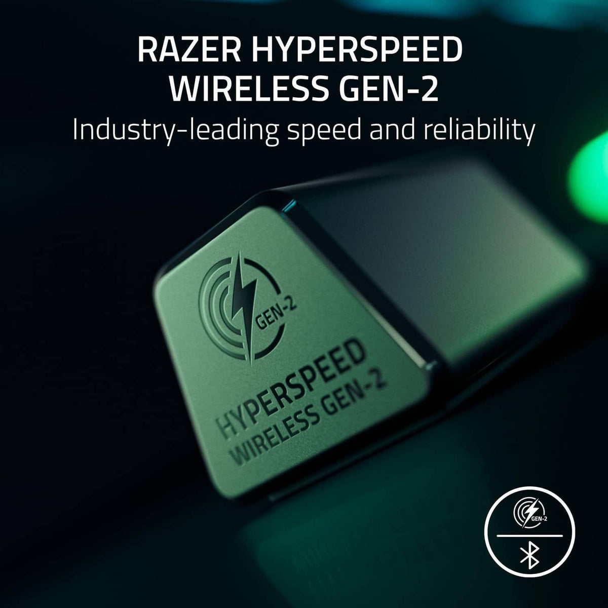 Compact wireless dongle device for gaming headset connectivity.