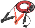 SAE battery extension cable kit with red wire, inline switch, and alligator clips