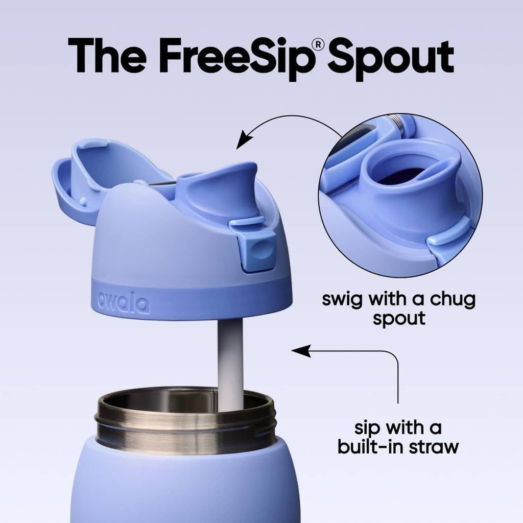 Owala FreeSip bottle with FreeSip spout and built-in straw, blue