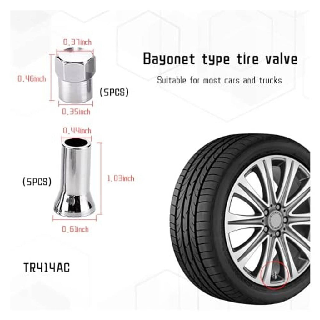 Chrome tire valve stem covers with ridged base, hex top caps