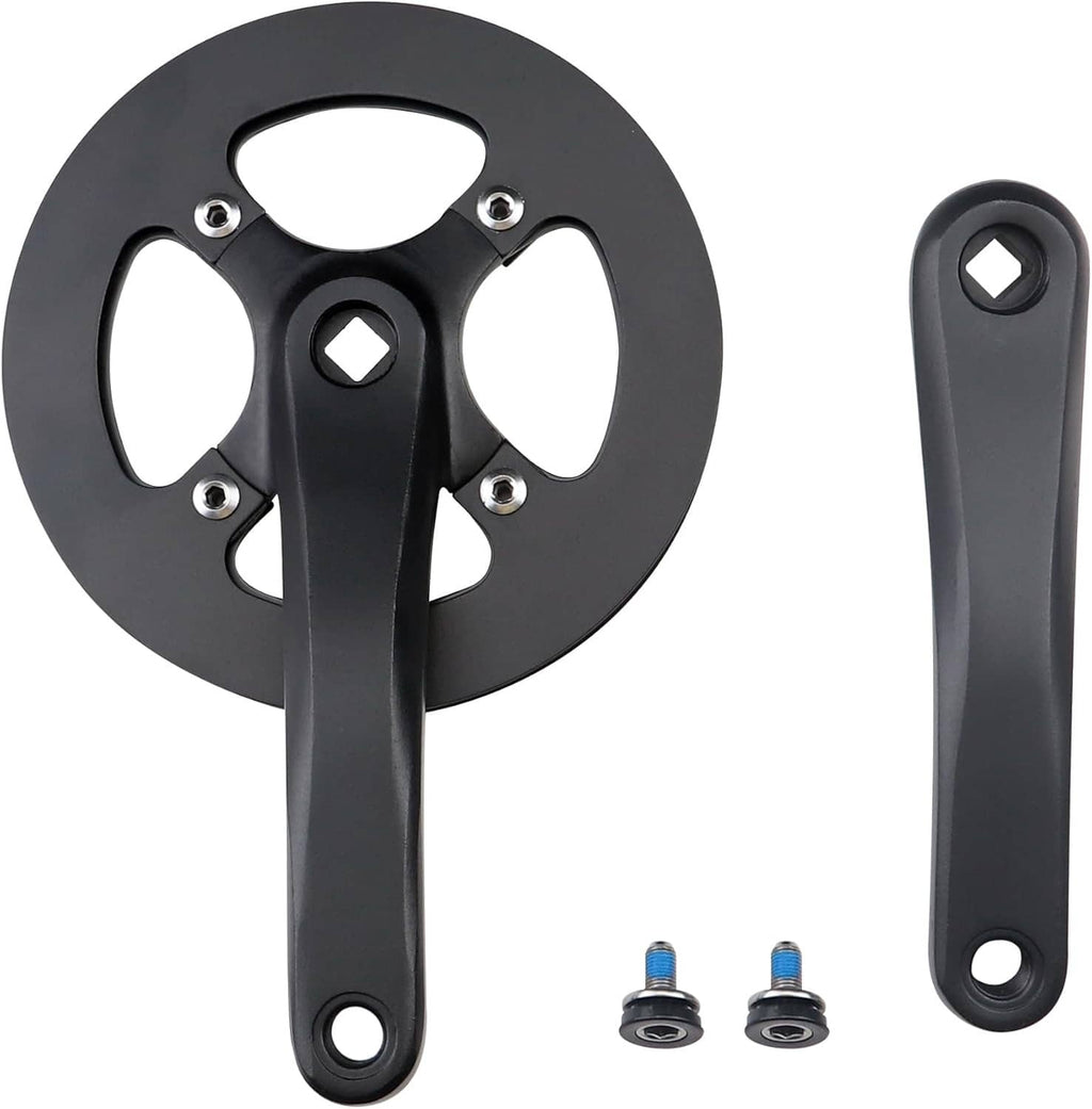 42T e-bike crankset with steel chainring, aluminum alloy arms, and two crank bolts