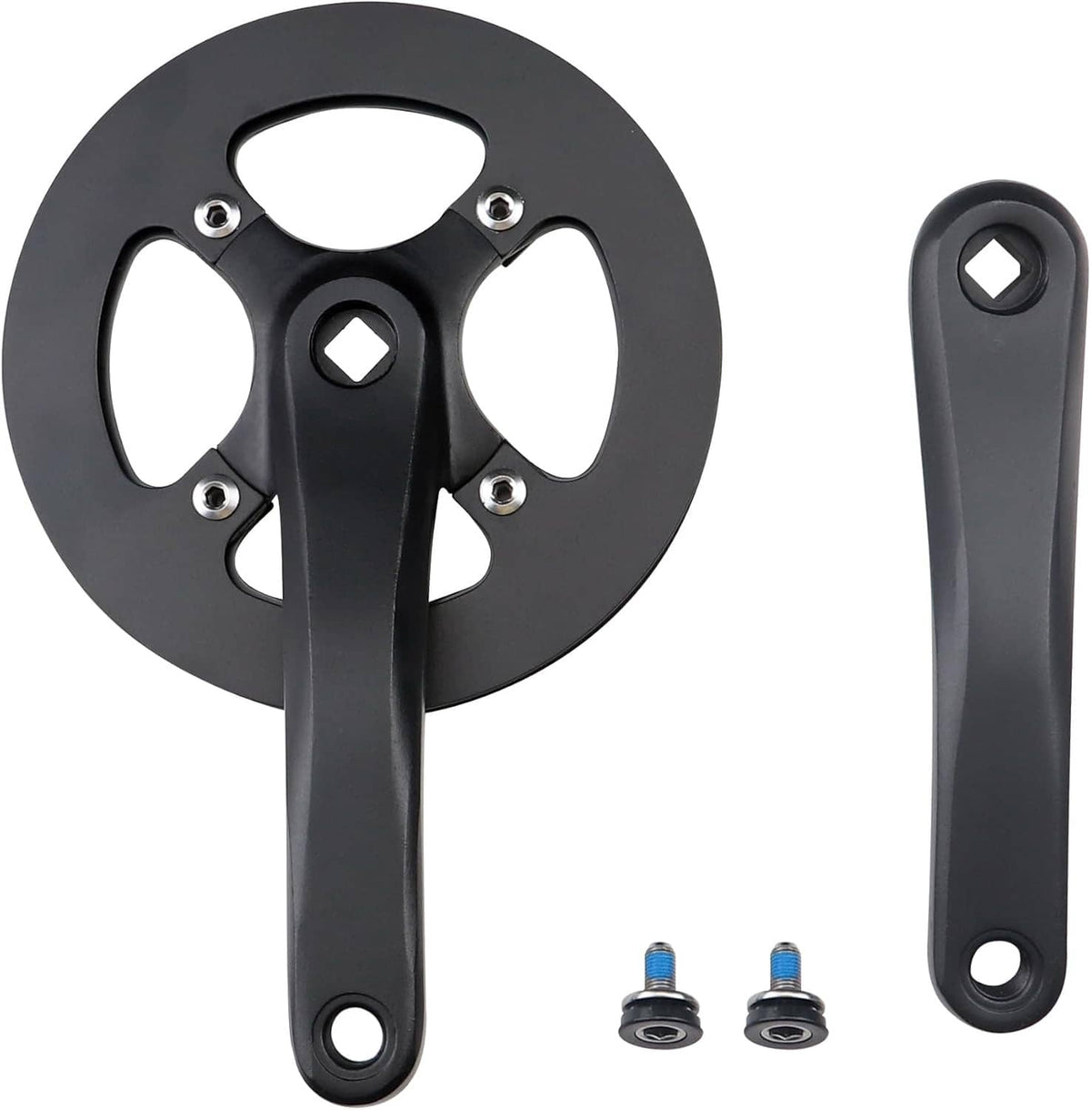 42T e-bike crankset with steel chainring, aluminum alloy arms, and two crank bolts