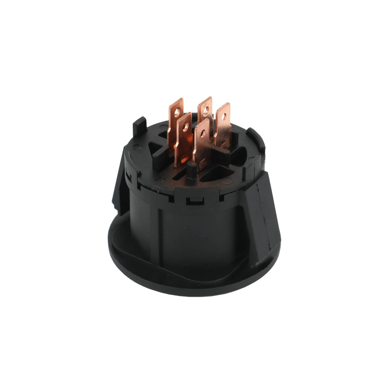 Ignition switch base with copper/brass electrical contacts and black housing