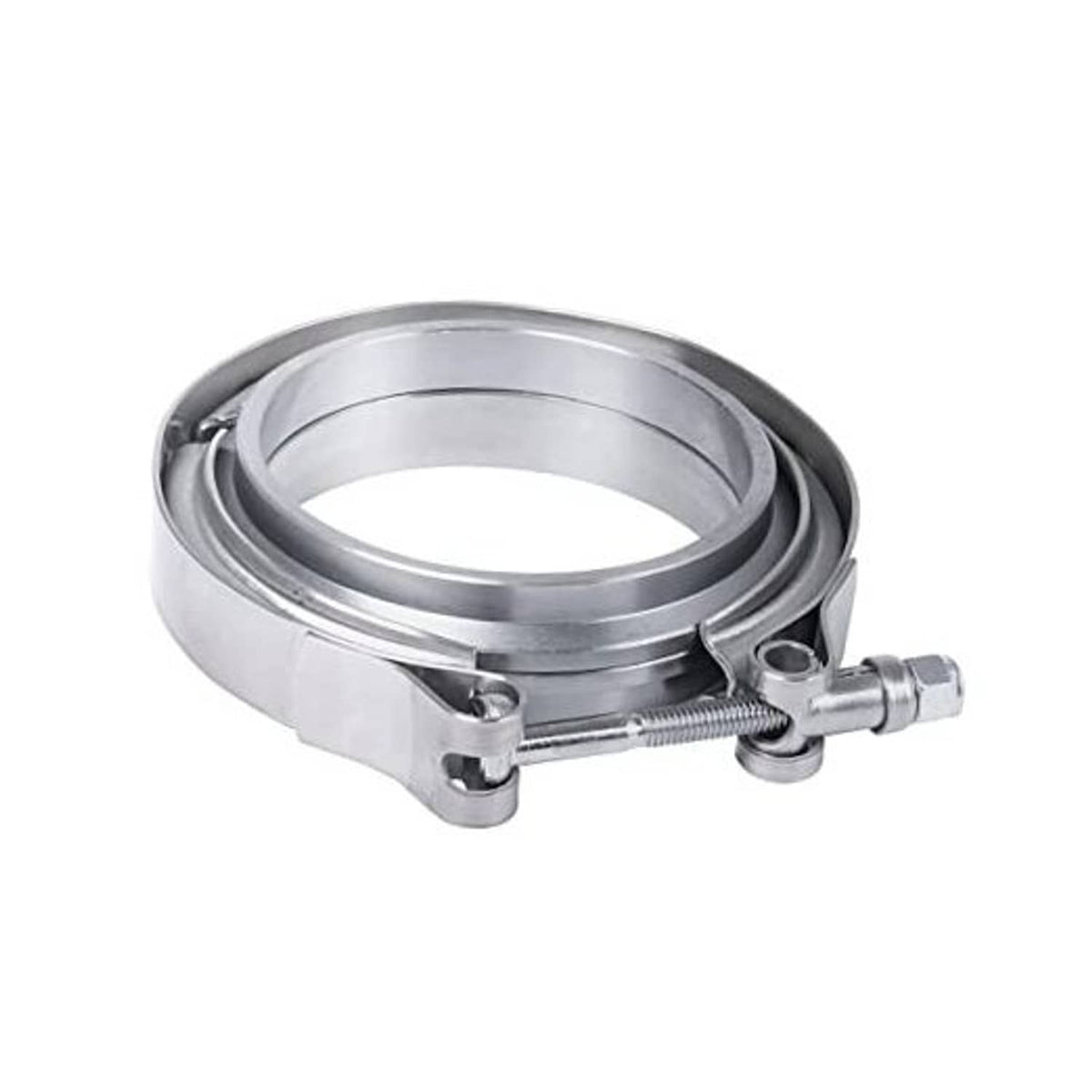 Stainless steel V-band clamp kit with two-piece band and threaded screw clamp