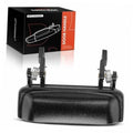 Front exterior door handle, textured black finish with metal spring and posts