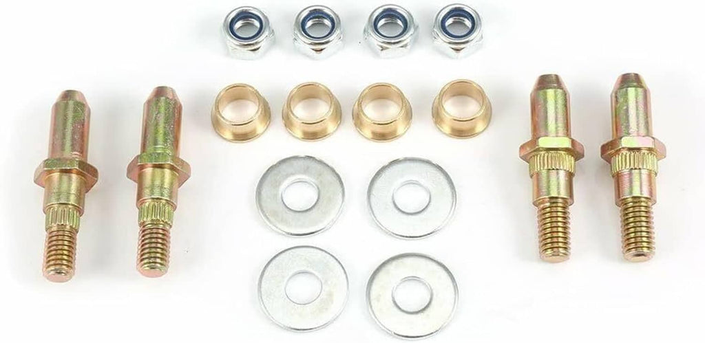 Hinge roller pin and bushing repair kit with multiple pins, bushings, washers, and nuts