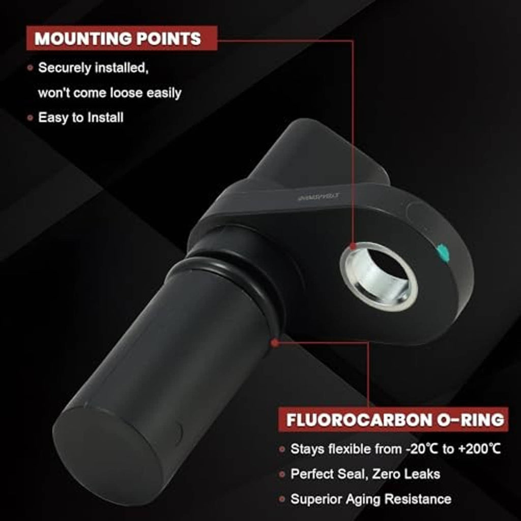 Camshaft position sensor with round mounting flange and sealed connector end