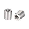 Stainless steel M4 coupling nut, round cylinder with internal threading
