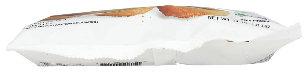 Onion rings pouch top edge with sealed crimp and printed batch details