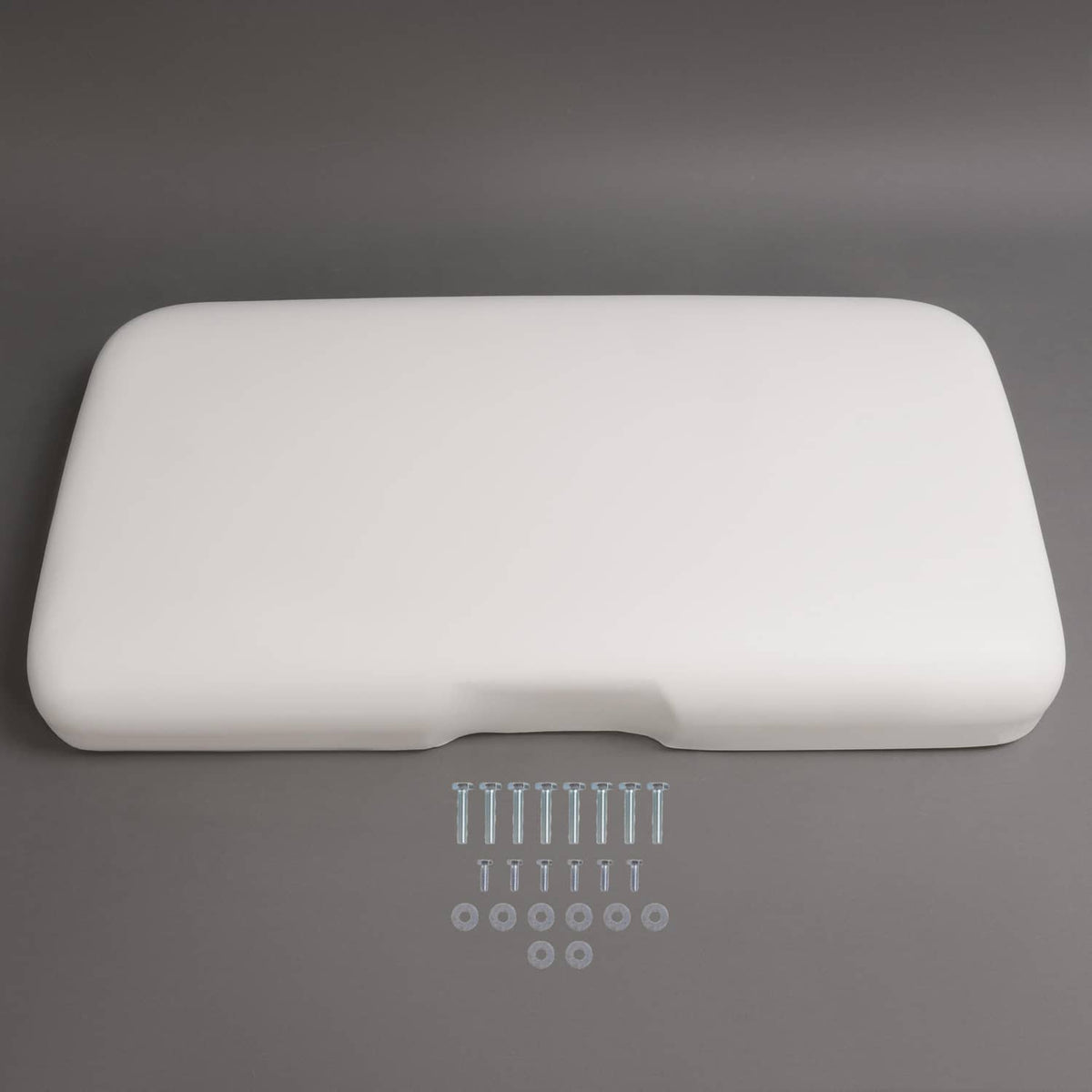 White seat bottom cushion with hardware screws and round washers