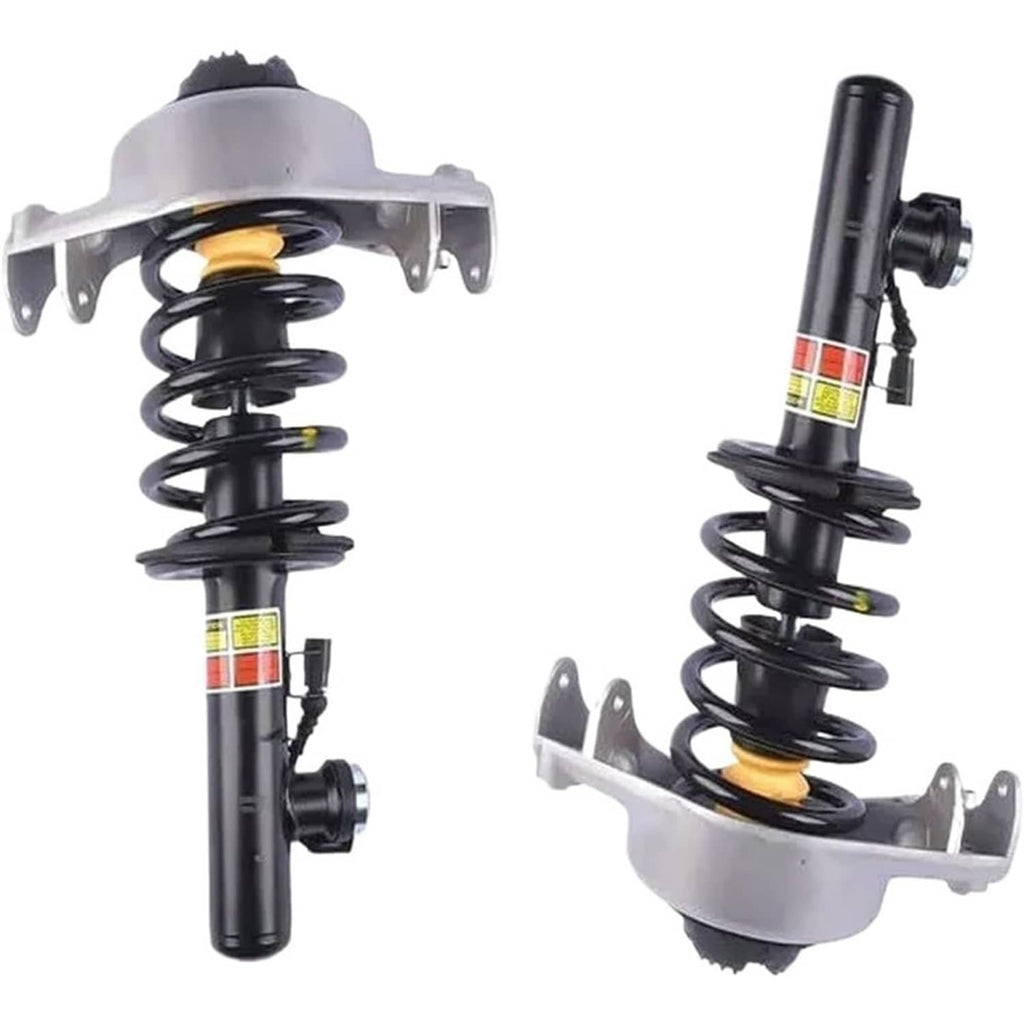 Electronic shock strut assembly pair with black coil springs and side mounting brackets