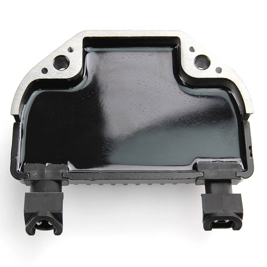 Motorcycle voltage regulator housing with black body and two mounting connectors