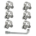 Set of stainless steel T-bolt hose clamps with adjustable bands and included L wrench