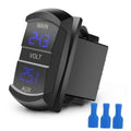Black dual digital voltmeter gauge with blue LED MAIN and AUX readings
