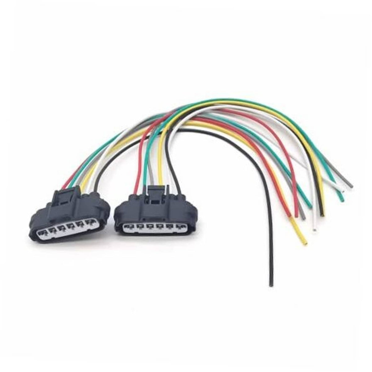 2-piece throttle position sensor pigtail connector wiring harness with multicolor leads
