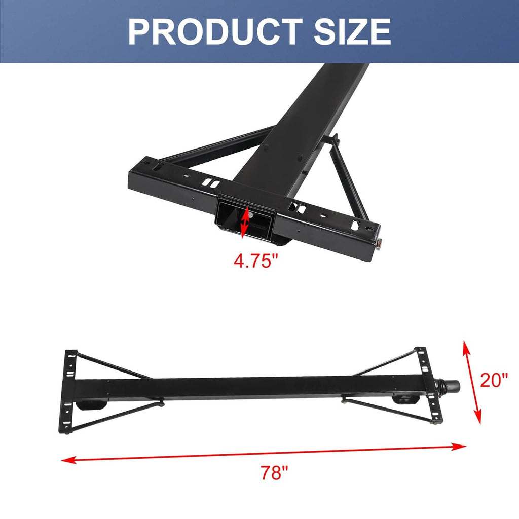 Universal trailer stabilizer jack stand with long black cross brace and mounting bracket