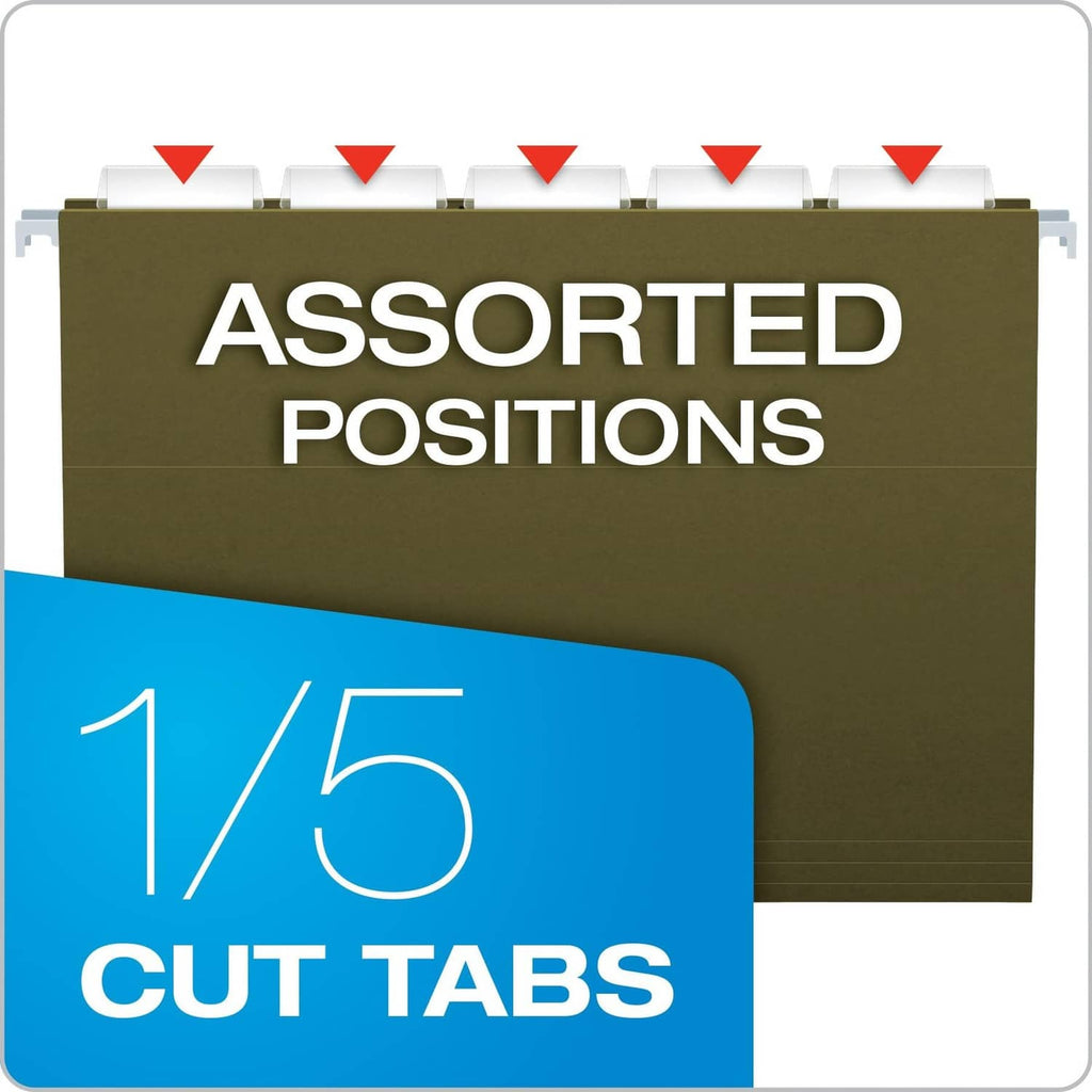 Green hanging file folder with 1/5-cut tabs and assorted positions label