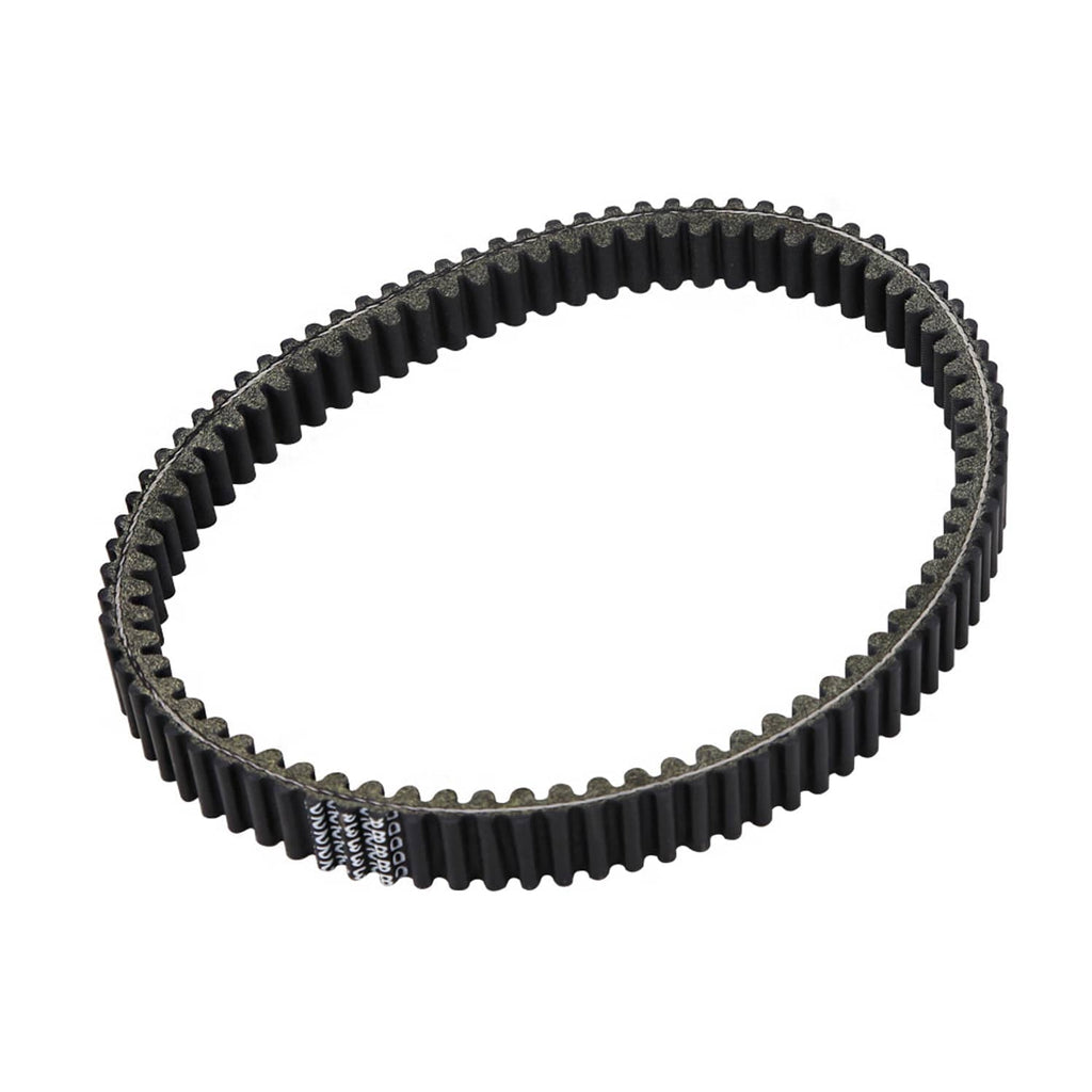 Black ribbed drive belt loop, angled view with textured side edges and molded tooth profile.