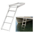 4-step aluminum under-deck boat ladder, silver frame with wide rungs and top mount