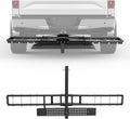 Hitch mount motorcycle carrier rack with extended side rails and front wheel tray