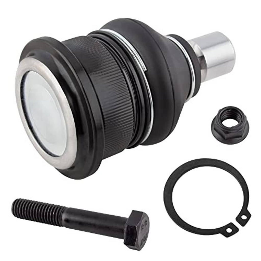 Upper ball joint with black rubber boot, metal rim, stud bolt, and O-ring