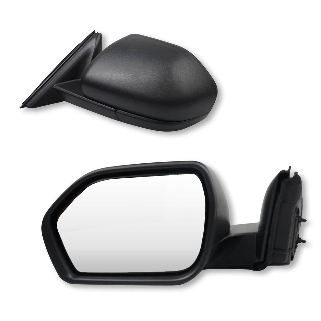 Left side mirror pair view: black housing with reflective glass and front backing bracket.