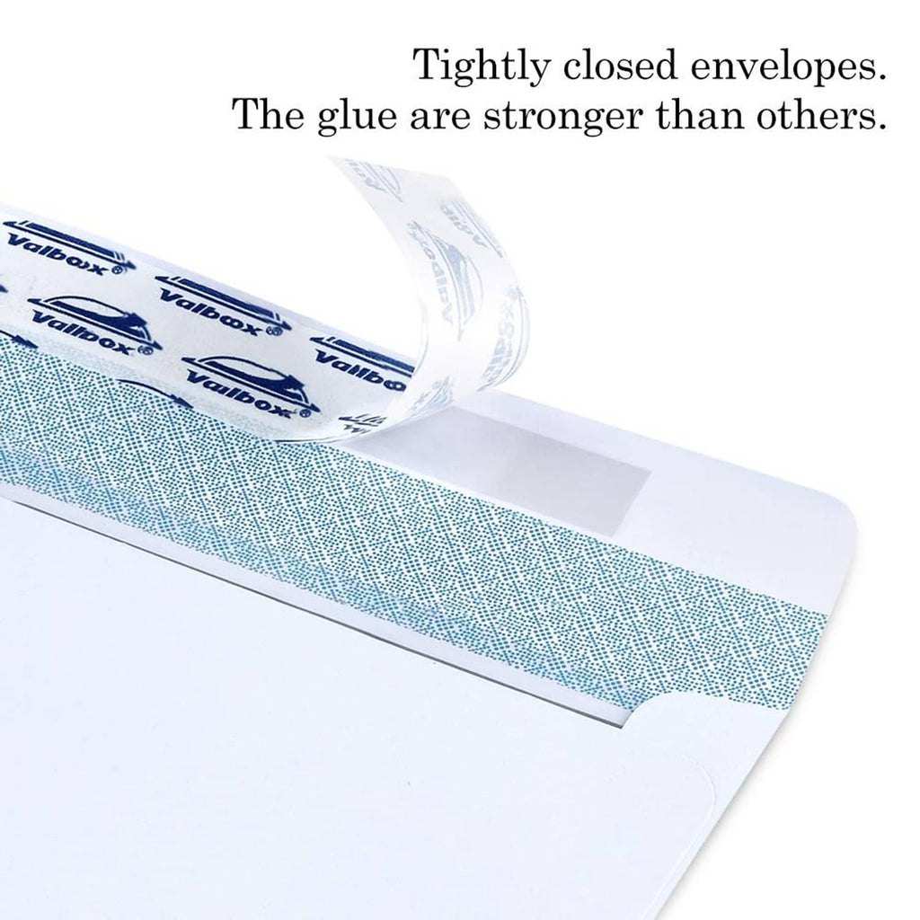 ValBox double-window envelope with sealed flap and blue patterned adhesive band