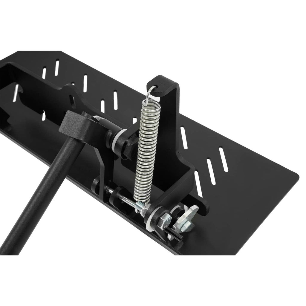 Black vented discharge shield bracket with spring assembly and fasteners