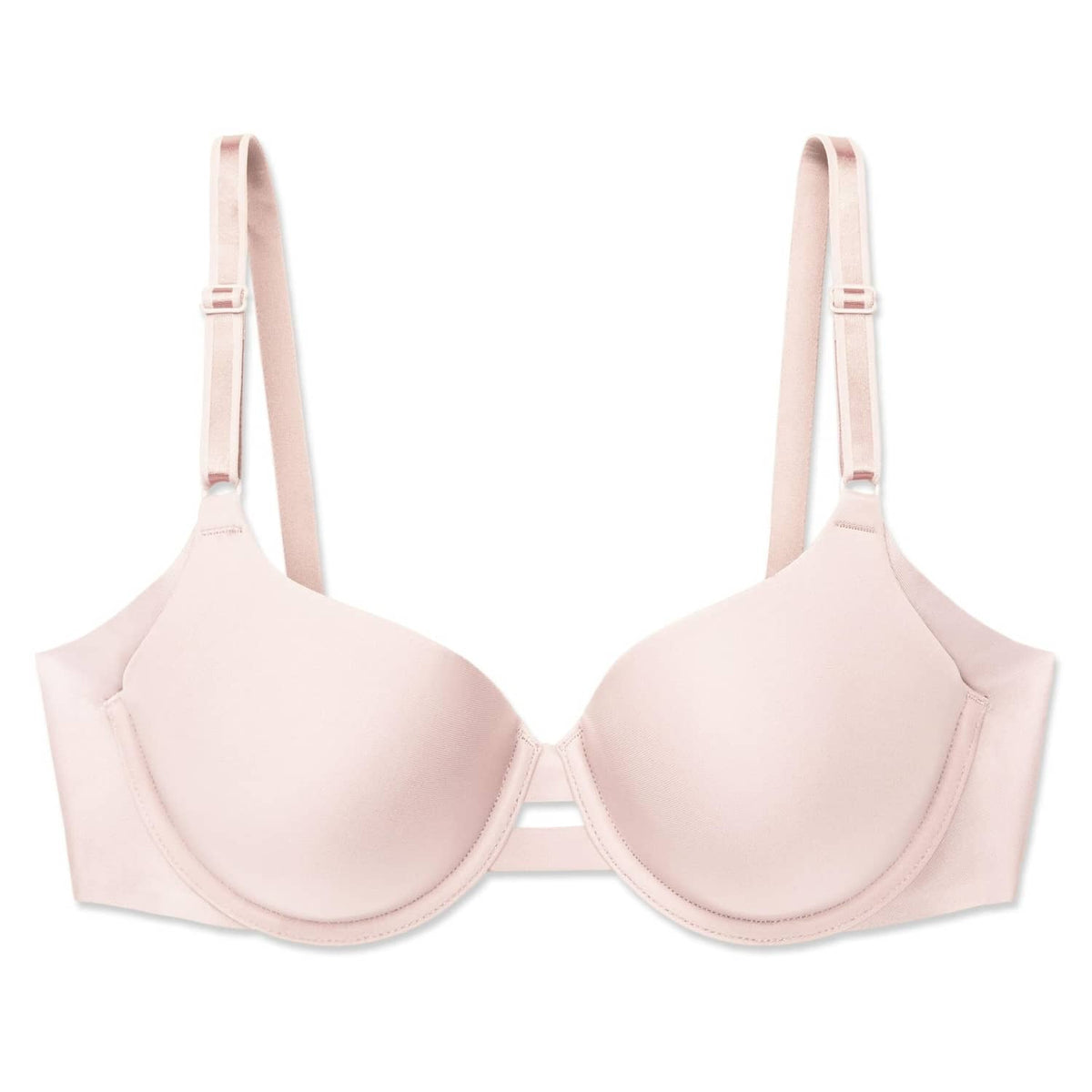 Light pink underwire bra with adjustable straps and double-cup front