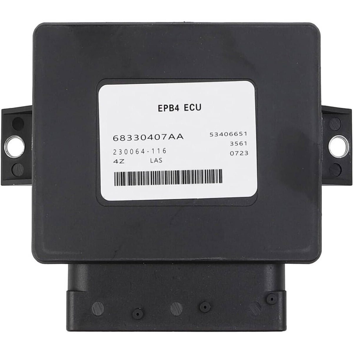 Parking brake control module front housing with white label and mounting side tabs