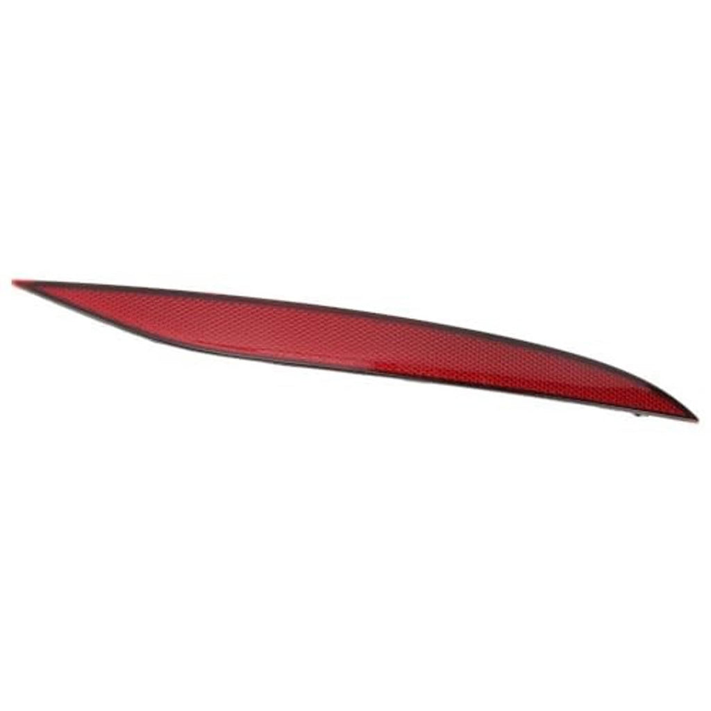 Red reflective bumper strip, slim pointed shape with textured reflector pattern.