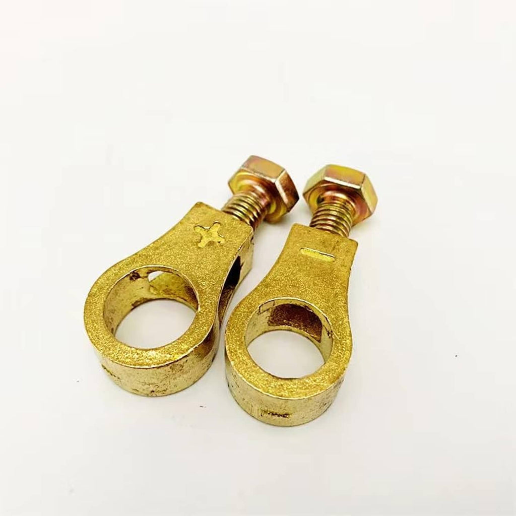 Copper battery terminal connectors pair with gold clamps and screws