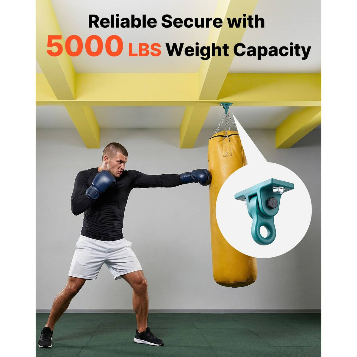 Teal swing hanger bracket with hanging hook for heavy bags or swings