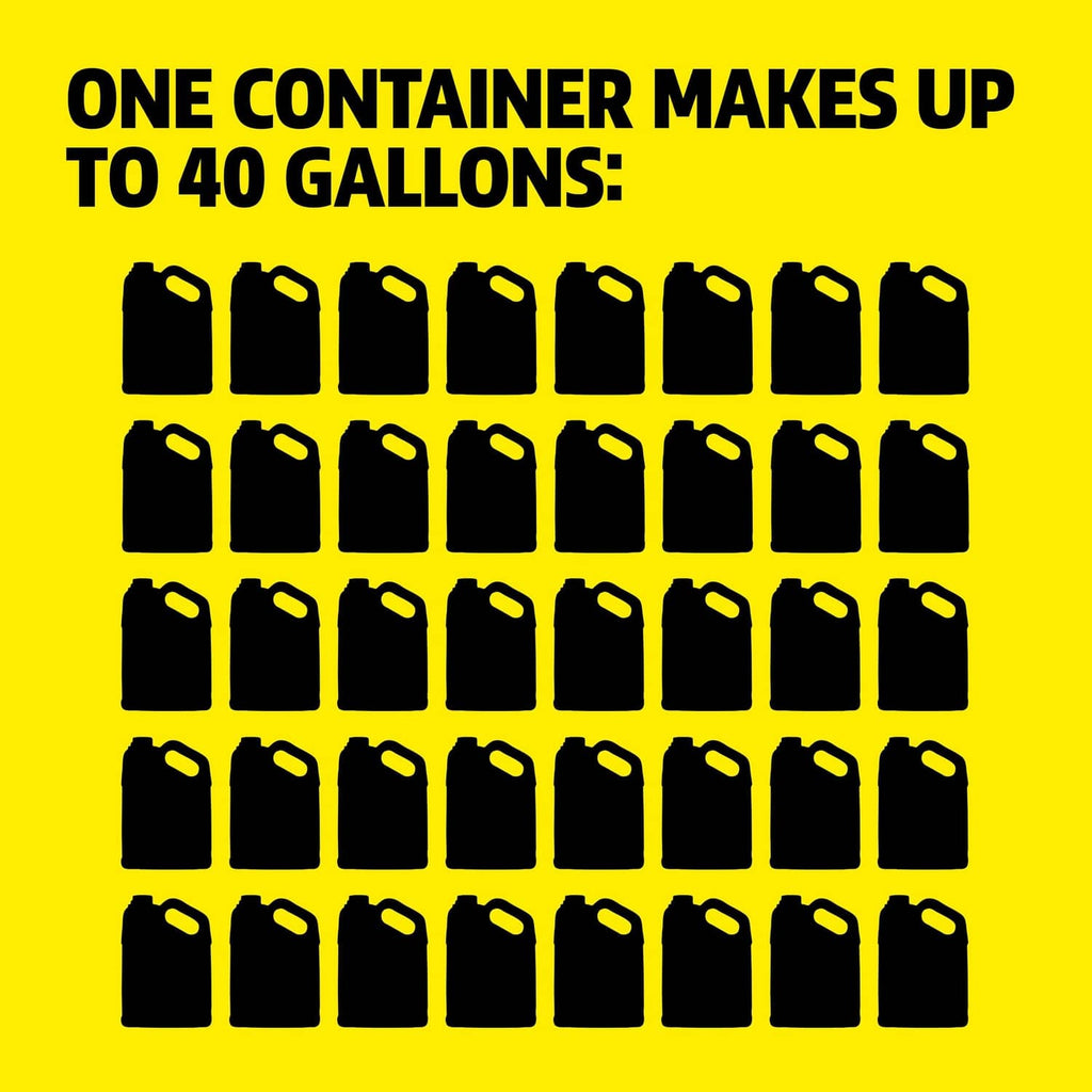 Cleaner capacity graphic showing up to 40 gallons made from one container
